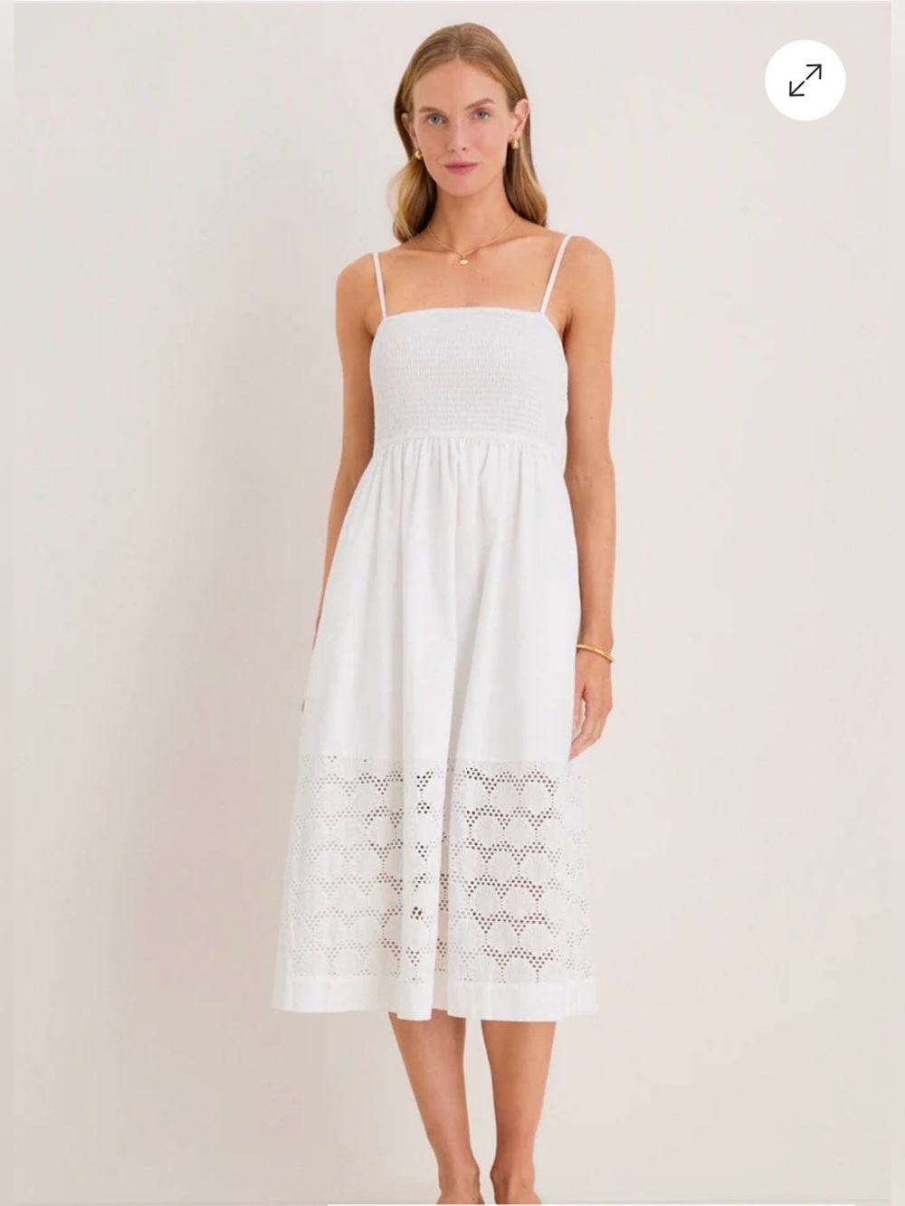 NWT Hyacinth House White Smocked Seashell Embroidery Harbor Dress Sz S